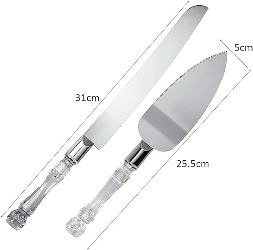 Clear Handles Wedding Cake Knife & Serving Set, Personalised Serving Set, Personalised Cake Knife & Server