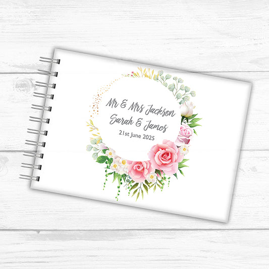 Floral Personalised Guest Book Available in Frosted Acrylic or Wood