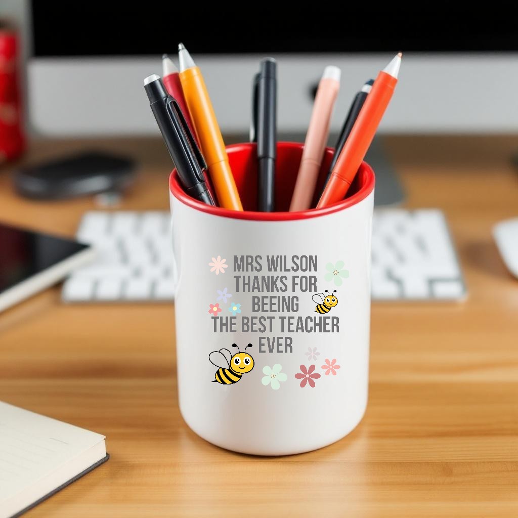 Bee Personalised Teacher Pen Pencil Pot, Made to Order, Personalised Teacher Gifts, End of Term, Gifts for All Occasions, Gifts for All