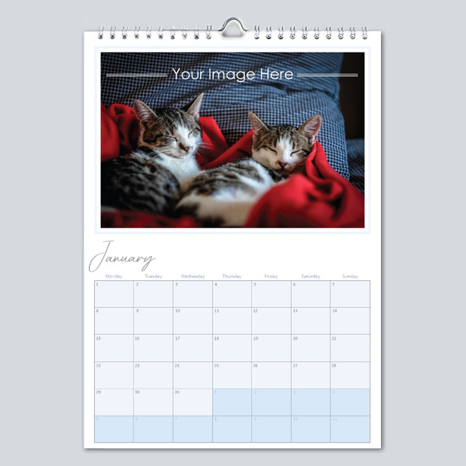 A4 Photo Upload Wirebound Hanging Wall Calendar
