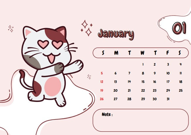 Cats A5 Wire Bound Desk Calendar, A5 Calendars, Desk Calendars, Made to Order Wire Bound Calendar, 2025 Desk Calendars, Bespoke Calendars