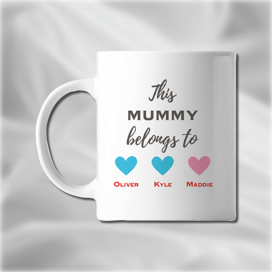 Hearts Personalised Mug, Suitable for Mothers Day, Made to Order, Bespoke Mugs