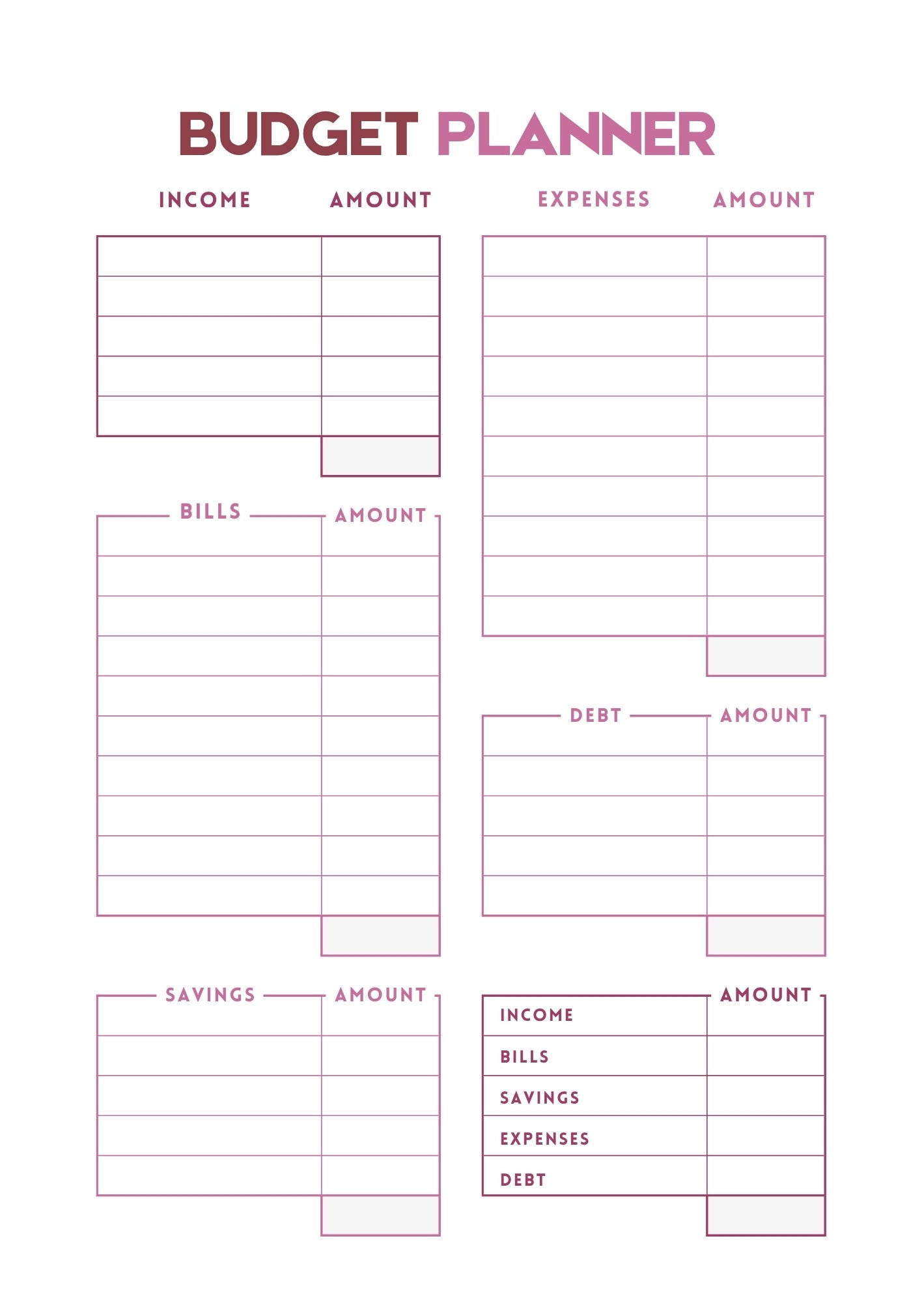 Minimalist 52 Page Budget Planner, Monthly Financial Organiser