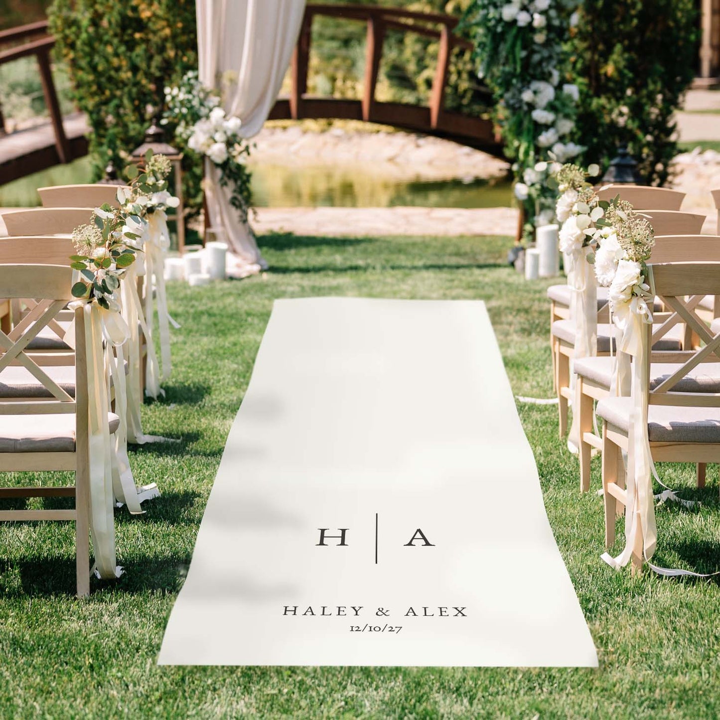 Personalised Simple Monogram Aisle Runner, 3 Sizes Available