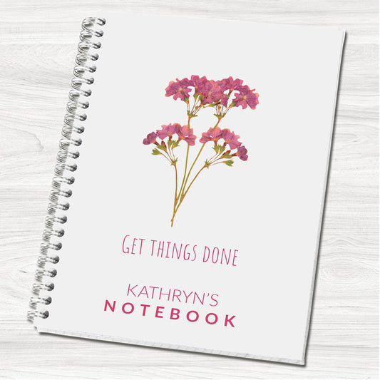 Floral Personalised A5 Wirebound Notebook