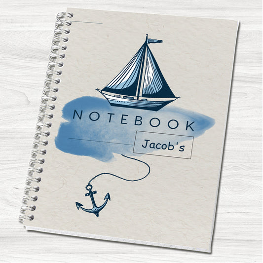Blue Vintage A5 Personalised Wire Bound Notebook