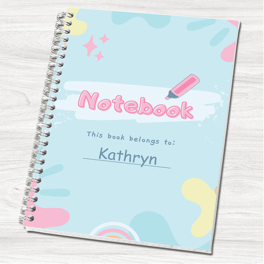 Blue & Pink A5 Personalised Notebook