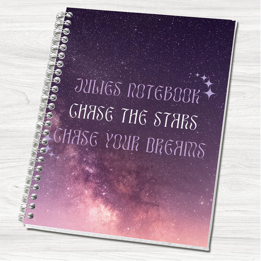 Chase the Stars Personalised Wire Bound Notebook