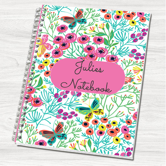Floral Butterfly Personalised A5 Notebook
