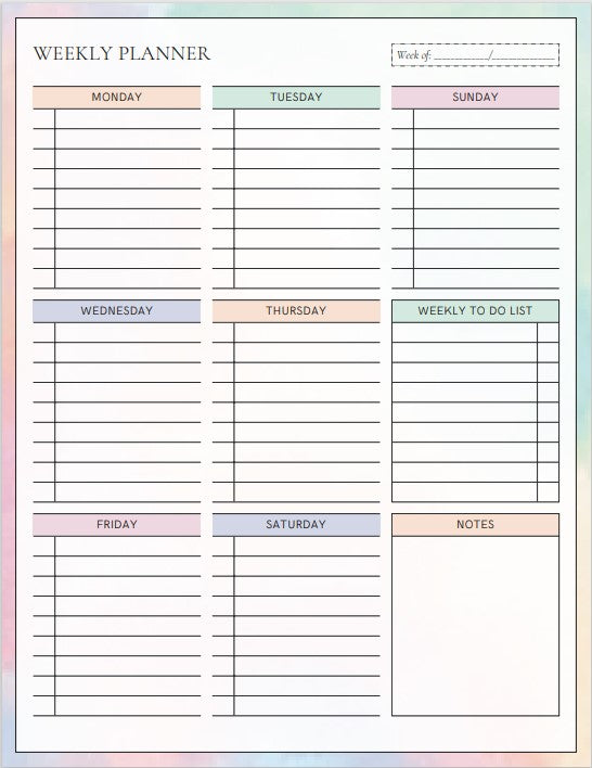 Pink & Green Weekly/Daily Planner Note Pad, Classic Daily Desk Planner/Organiser, Modern Design, 52 Page Weekly Planner Notepad, UK Supplier