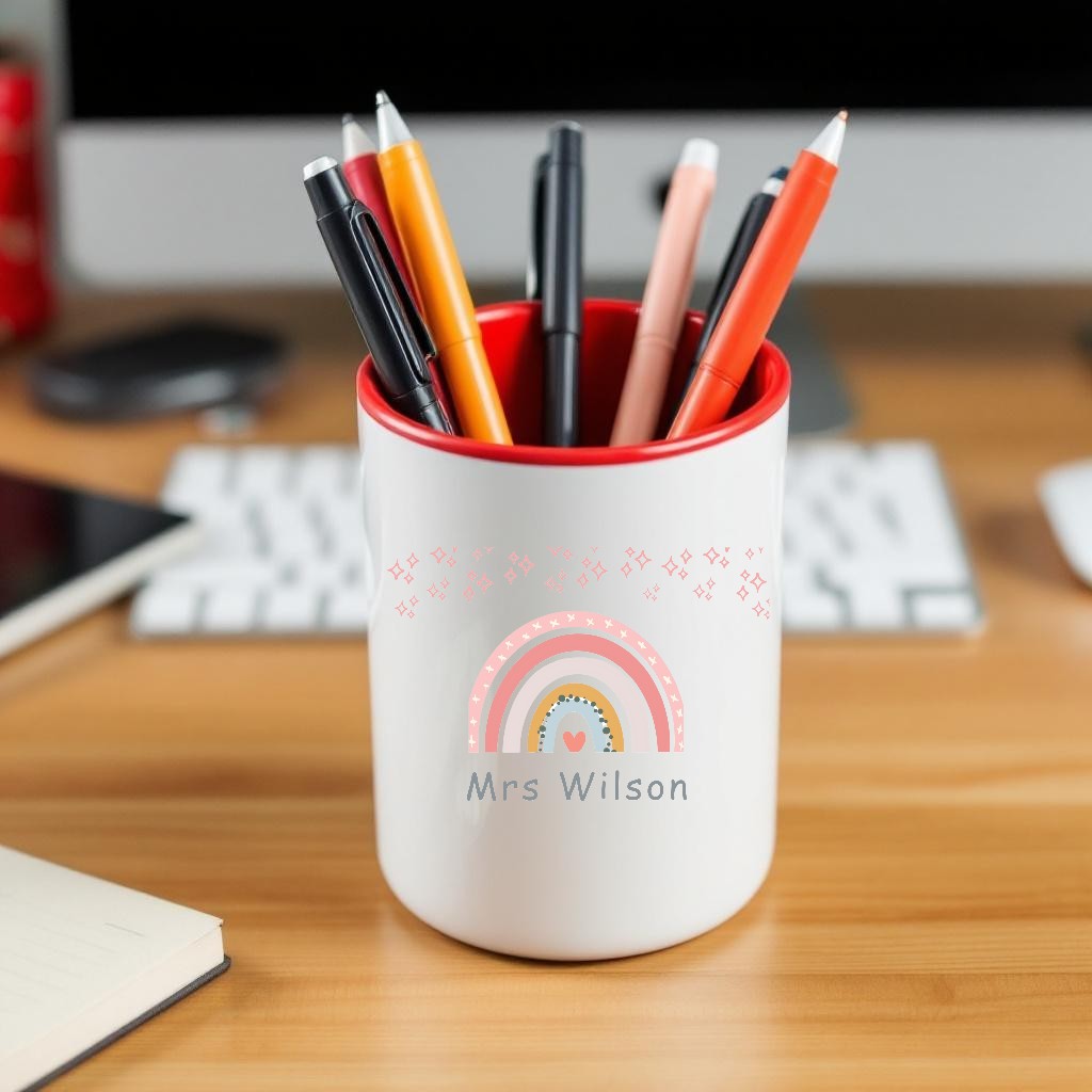 Red personalised pen pot