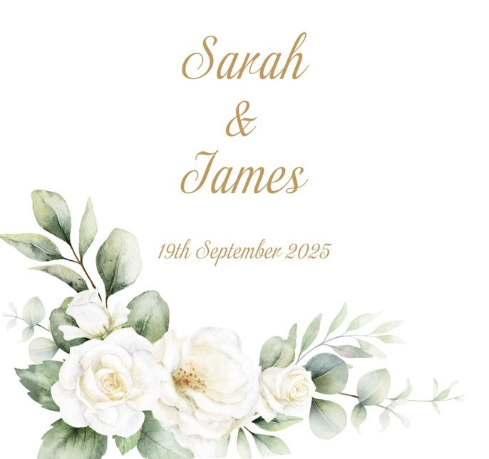 White Roses Aisle Runner, Personalised Aisle Runner Available in 3 Sizes