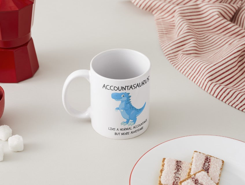 Accountasaurus Ceramic Coffee Mug – Funny Gift for Accountants