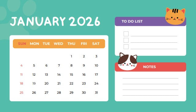 Cute Cat A5 Wire Bound Desk Calendar, 2025 A5 Calendars