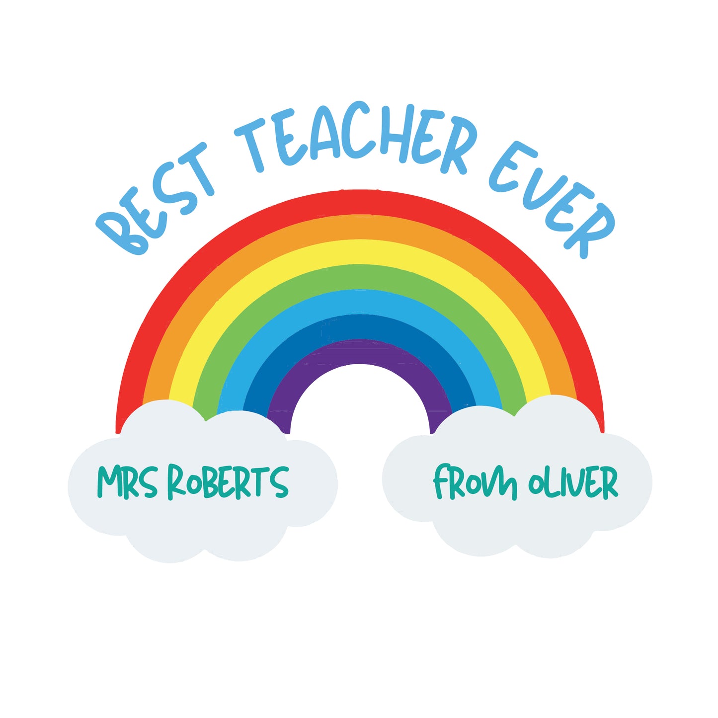 Rainbow & Clouds Personalised Teacher Pen Pencil Pot, Made to Order, Personalised Teacher Gifts, End of Term, Gifts for All Occasions