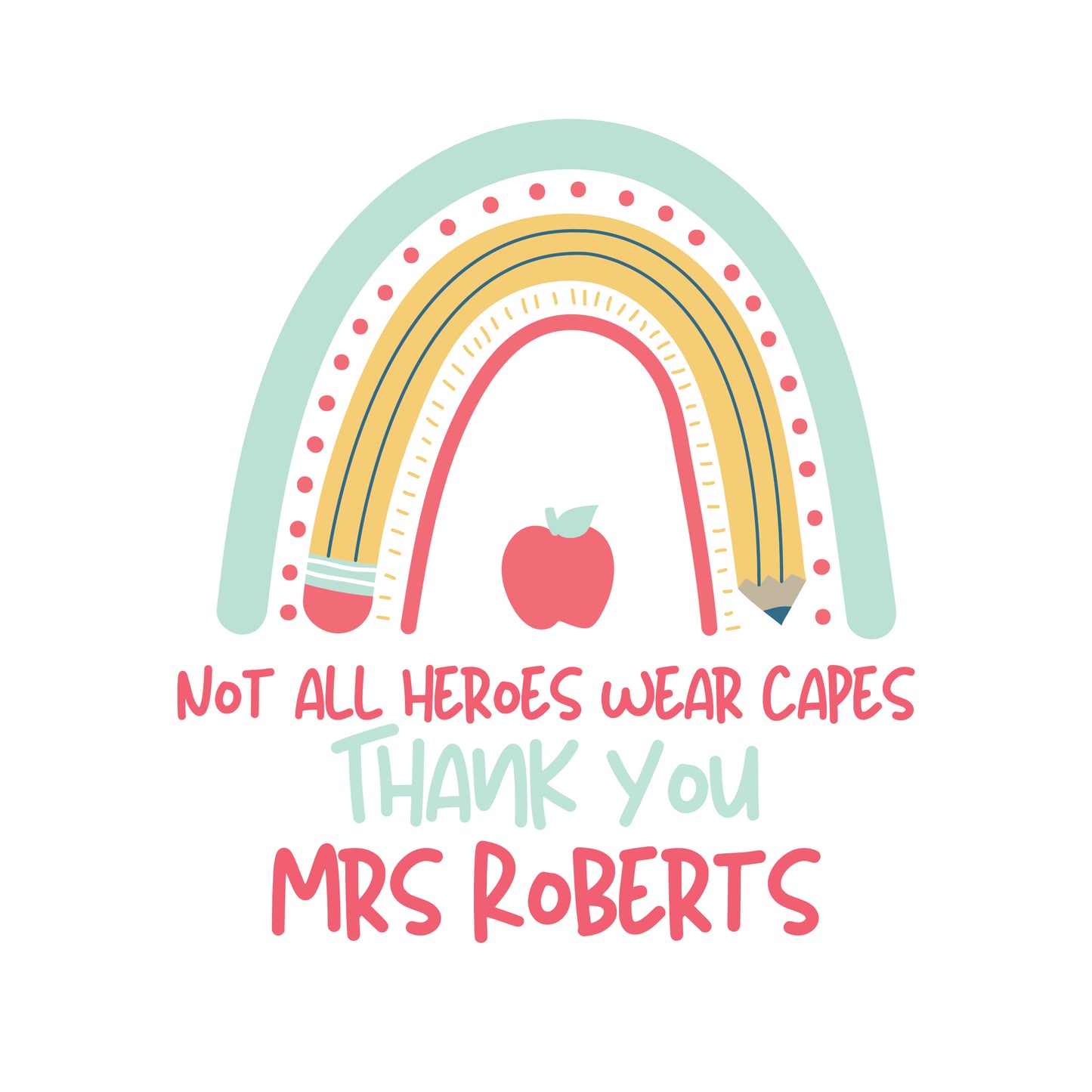 Heroes Rainbow Personalised Teacher Pen Pencil Pot, Made to Order, Personalised Teacher Gifts, End of Term, Gifts for All Occasions
