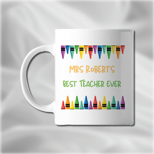 Crayons Personalised Teacher Mug, End of Term, End of Year Gifts