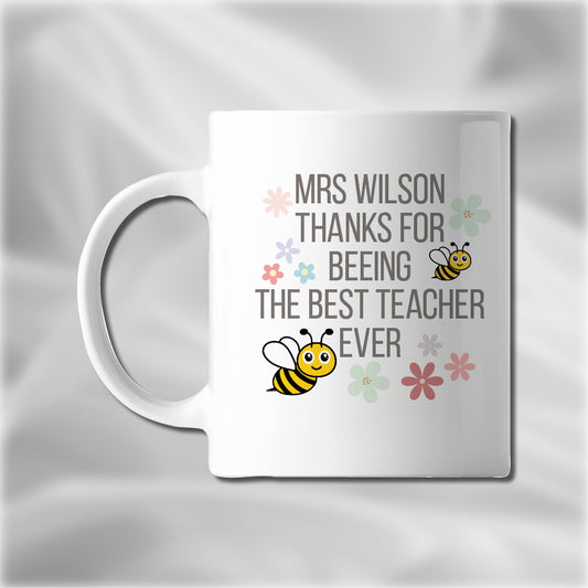 Bee Personalised Teacher Mug, End of Term, End of Year Gifts, Gifts for Teacher