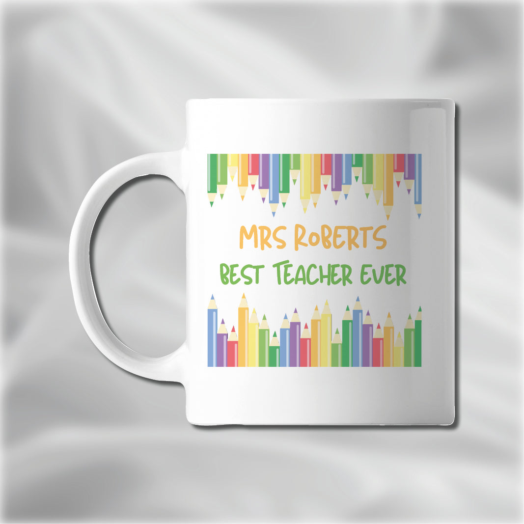 Pencils Personalised Teacher Mug, Teacher Gifts, End of Term Gifts