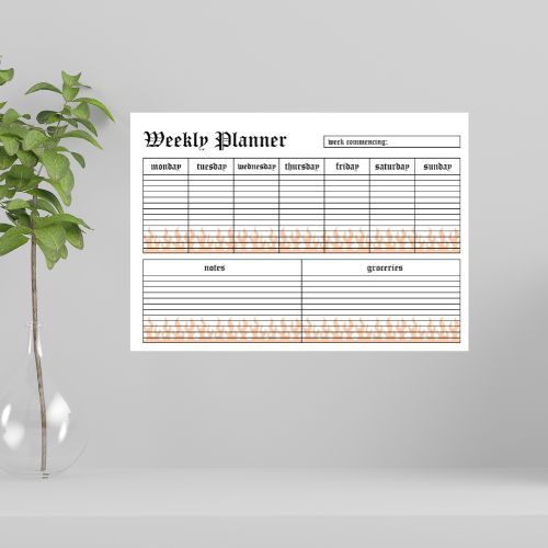 Flames Weekly Wall Planner, Extra Large Planner, Weekly Organising Board, Wall Mountable, Wipe Clean Kitchen Menu Board, Made to Order