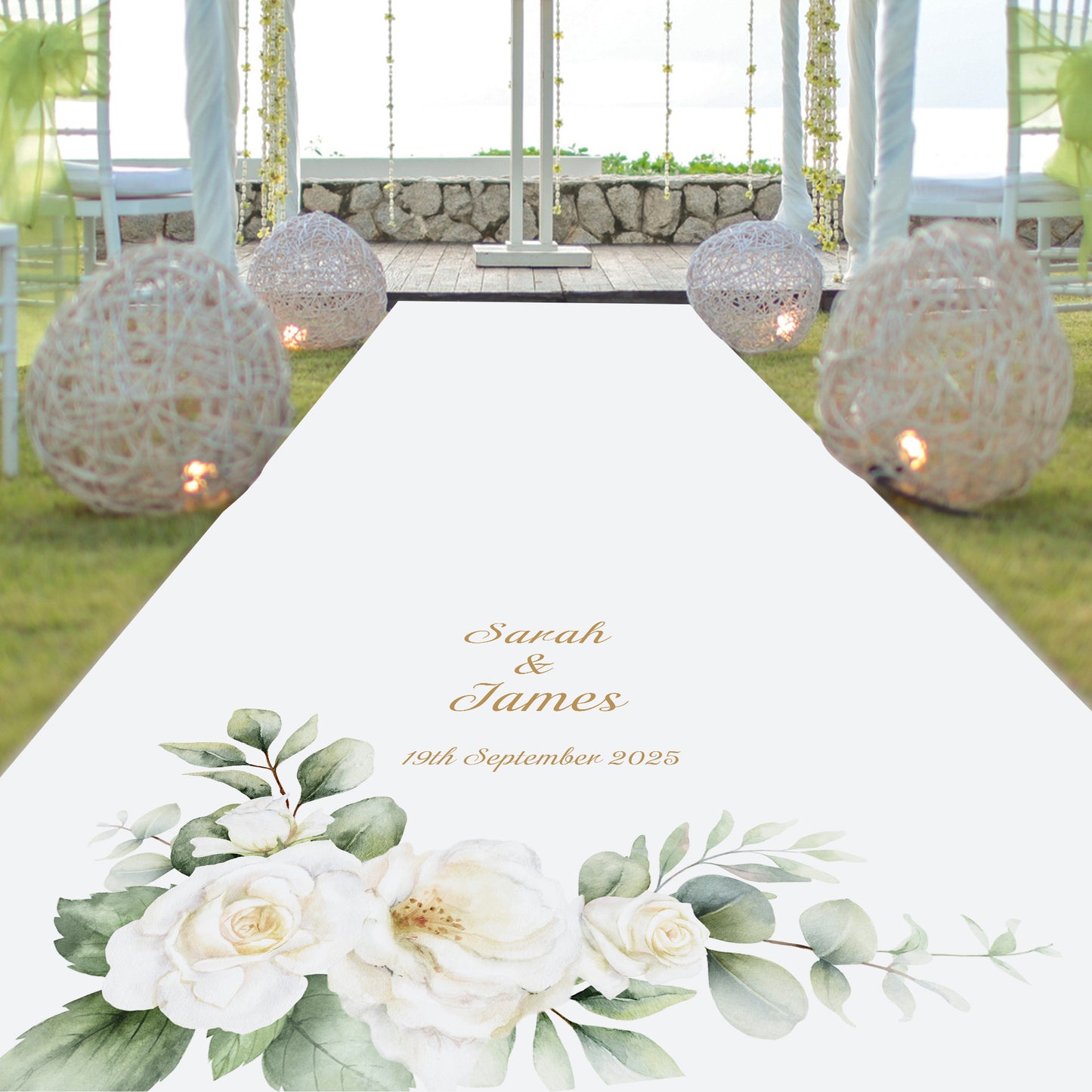 White Roses Personalised Aisle Runner