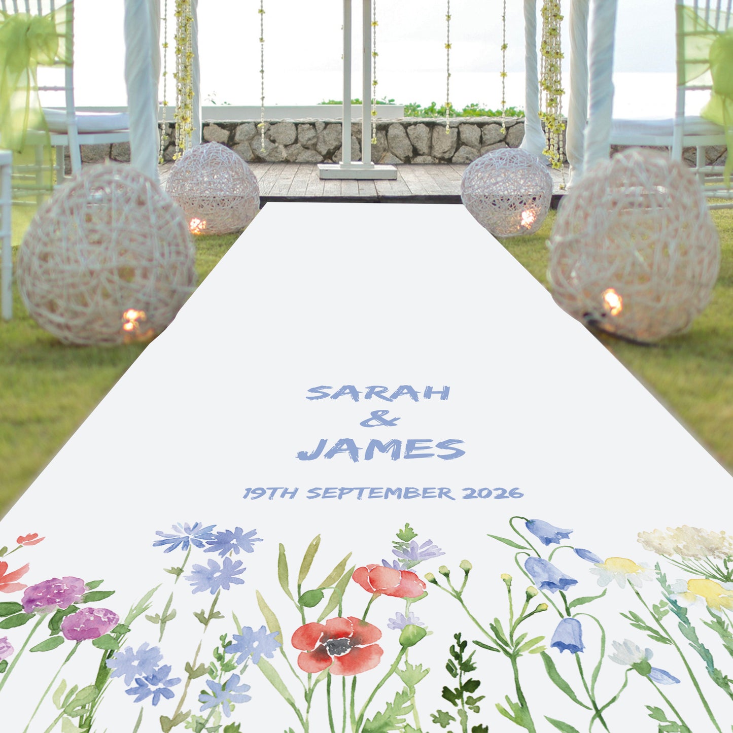 Wild Spring Flowers Personalised Aisle Runners