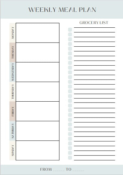 White and Green Simple Meal Planner & Shopping List Pad, Shopping List Pad, 52 Week Meal Planner, A5 Notepad, List Pad, Weekly List