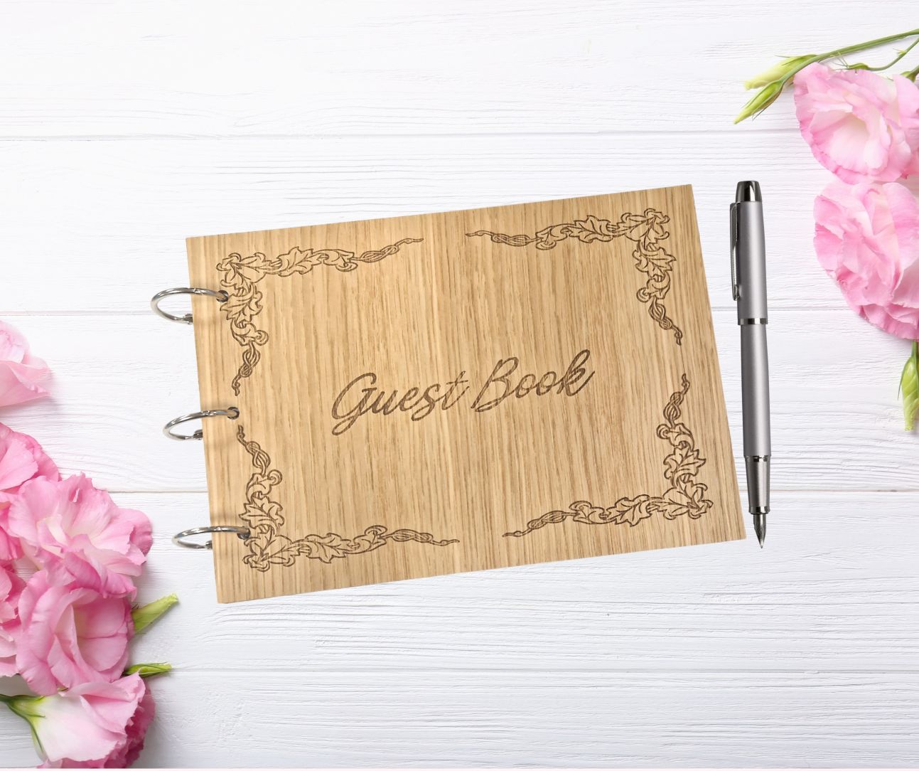 Personalised A5 Laser Engraved Wooden Guest Book, Made to Order, Made in the UK