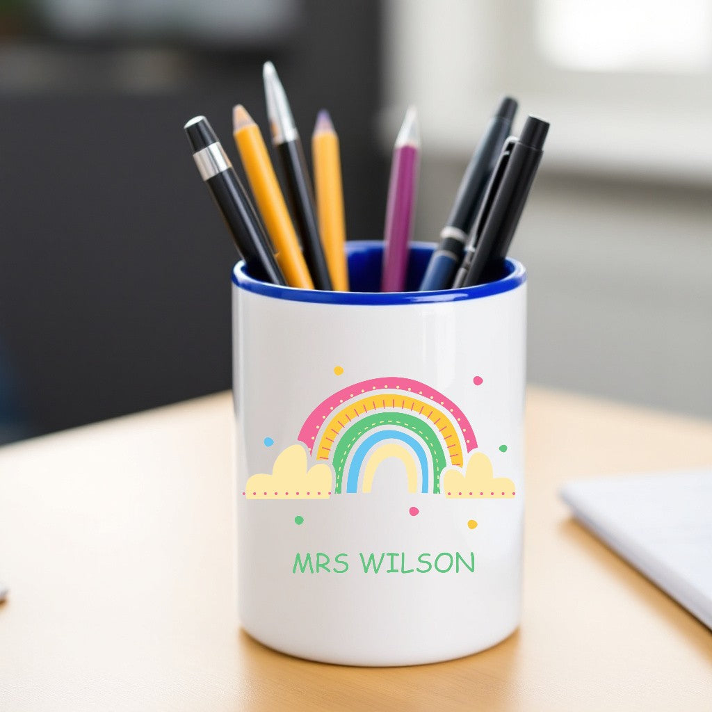 Rainbow Brights Personalised Teacher Pen Pencil Pot, Made to Order, Personalised Teacher Gifts, End of Term, Gifts for All Occasions
