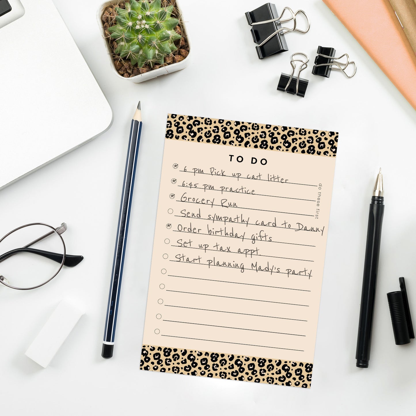 Modern Animal Print Sticky Notes, 10.16 x 15.24cm Repositionable Sticky Note Pads, Five Unique Pattern Designs, Cheetah Leopard Sticky Notes