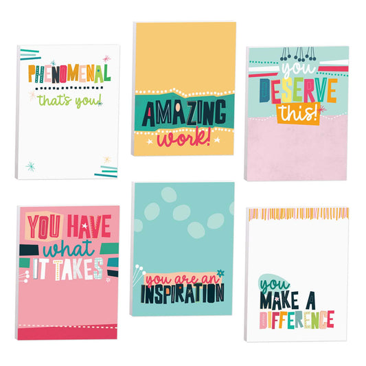 Modern Appreciation Sticky Note Assortment, Sticky Note Set, Set of 6 Colourful Encouragement Pads, Classroom Sticky Note Pad Set