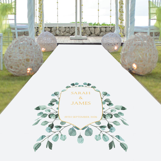 Elegant Eucalyptus Personalised Wedding Aisle Runner