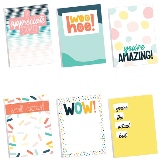 Modern Appreciation Sticky Note Pads / 7.62  x 10.16 cm Motivational Sticky Notes / 50 Sheets Per Pad / Set Of 6 Empowering Quote Designs