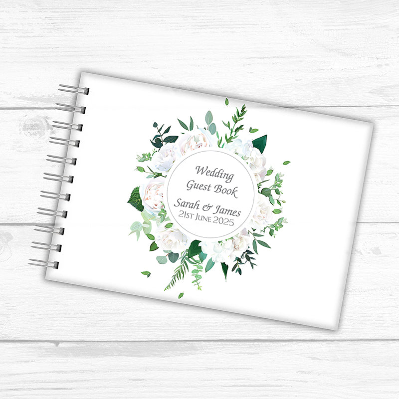 Painted Blooms Guest Book - Personalised Guest Book Available in Wood or Frosted Acrylic