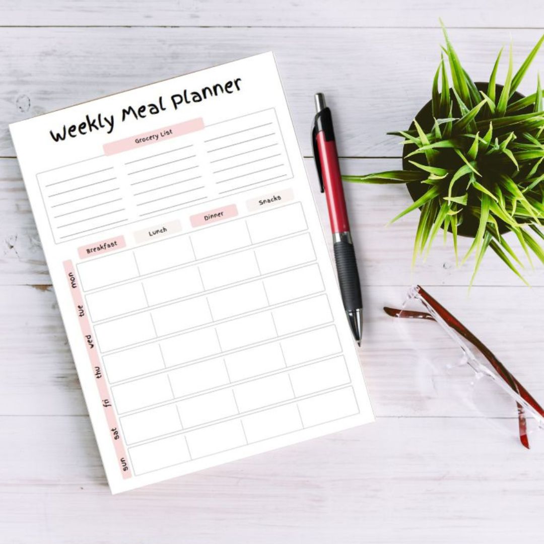 Meal Planner & Shopping List Pad, Shopping List Pad, 52 Week Meal Planner, Pink Minimalist, A5 Notepad, List Pad, Weekly List, UK Supplier