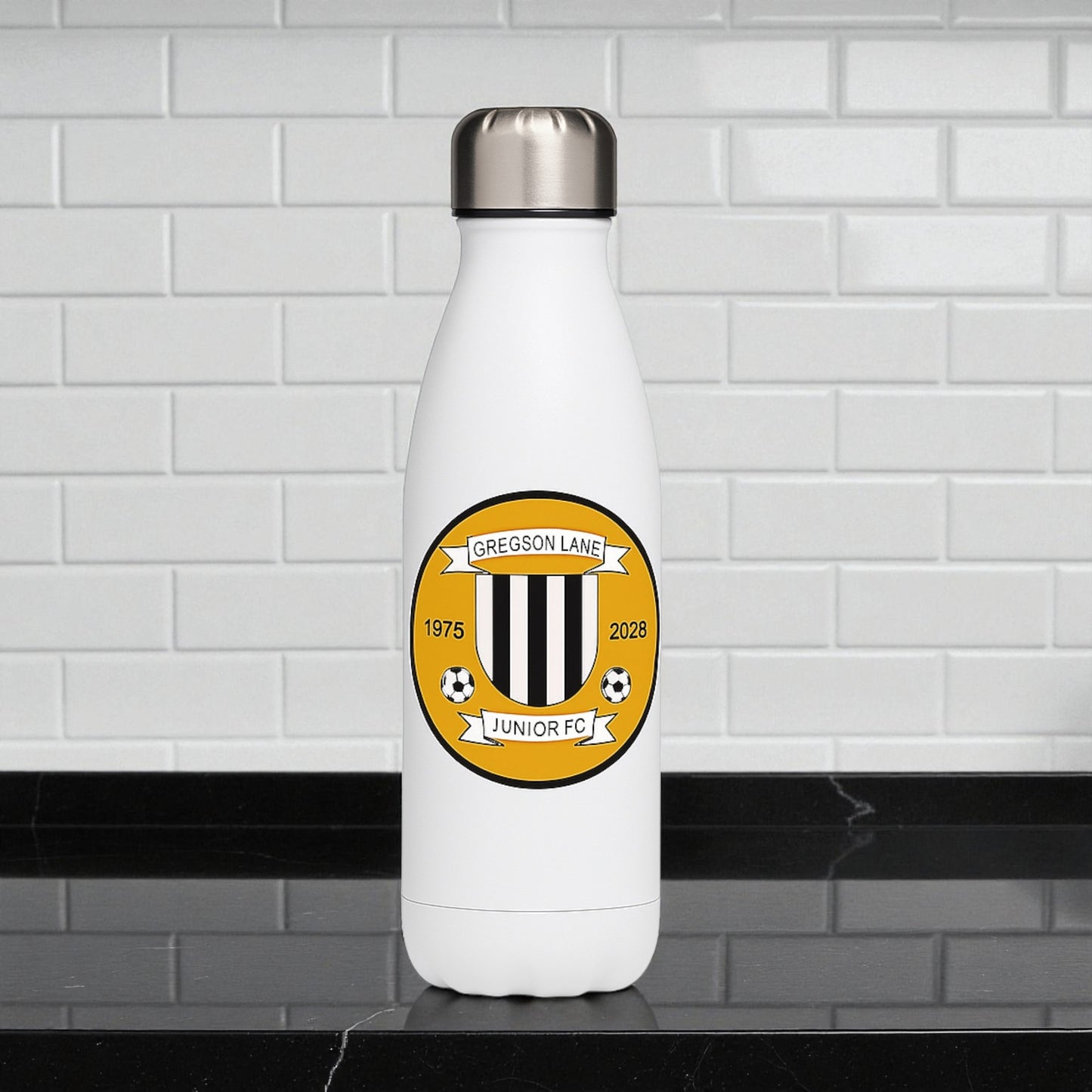 Personalised White Stainless Steel Water Bottle: Custom Logo or Text