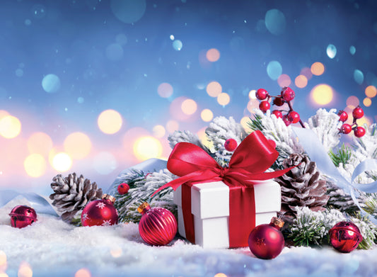 Gift Box on the Snow Christmas Card Pack