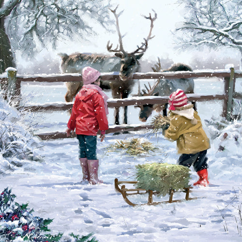 Feeding the Reindeer Christmas Card Pack