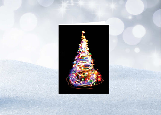 Personalised Christmas Cards, Contemporary Cards, Cards with Inserts, Cards with Envelopes, Made to Order - Abstract Colour Christmas Tree