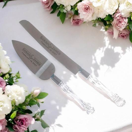 Clear Handles Personalised Serving Set