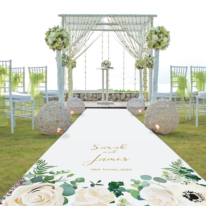 Cream Floral Wedding Aisle Runner