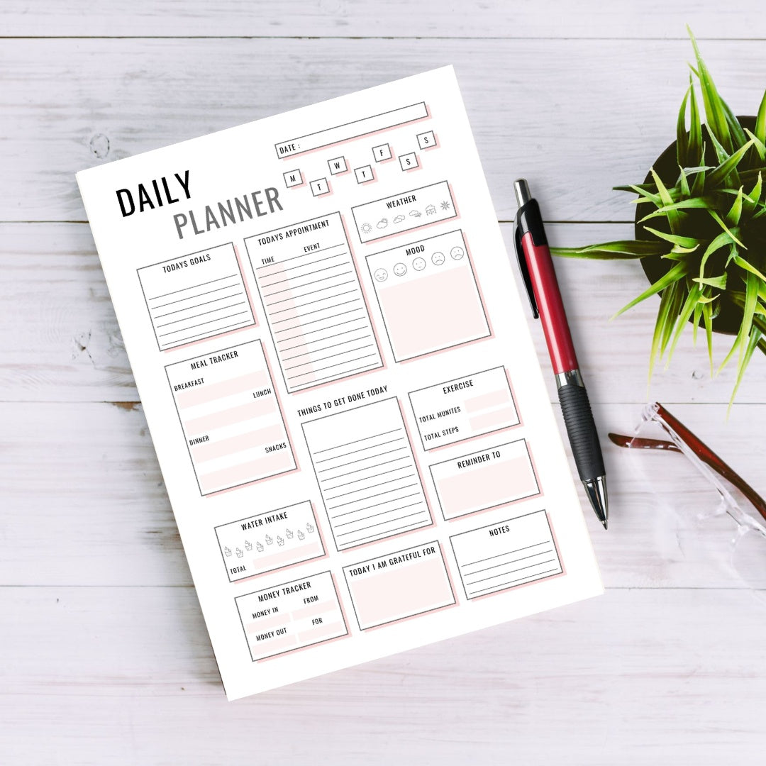 Elegantly Pink Weekly Planner, 52-Page Undated Organiser