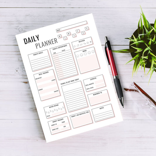 Elegantly Pink Weekly Planner, 52-Page Undated Organiser