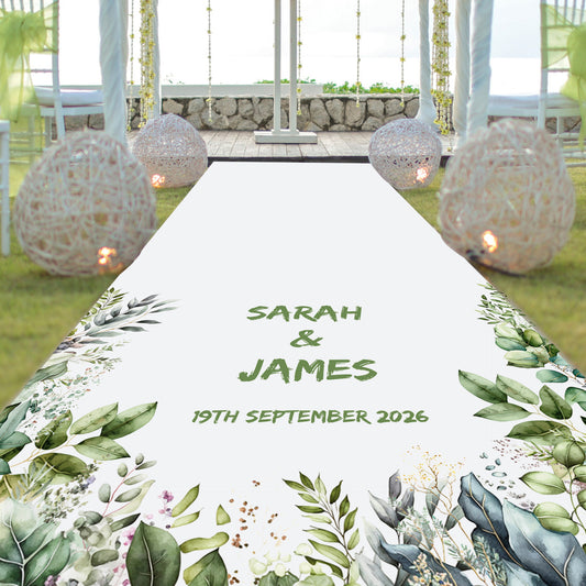 Botanical Green Foliage Wedding Aisle Runner