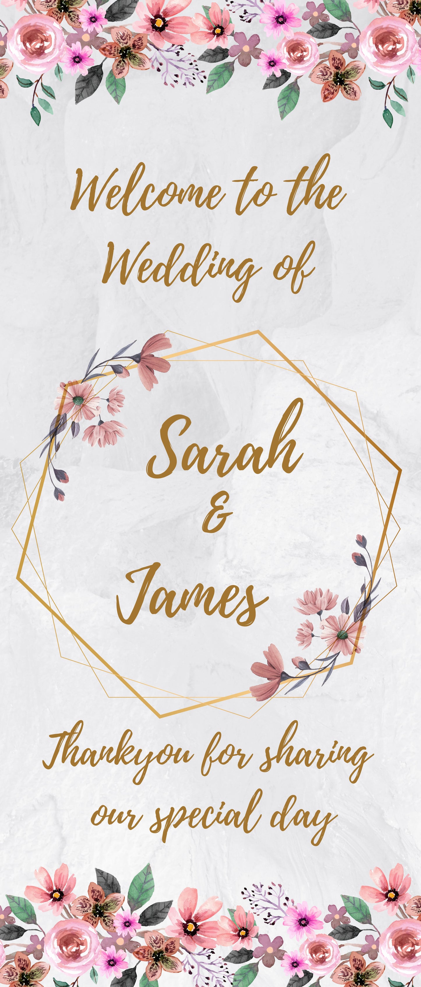 Geometric Wedding Roller Banner, Wedding Welcome Banner, Personalised Wedding Banner, Made to Order Banners, Bespoke Designs, Roller Banner