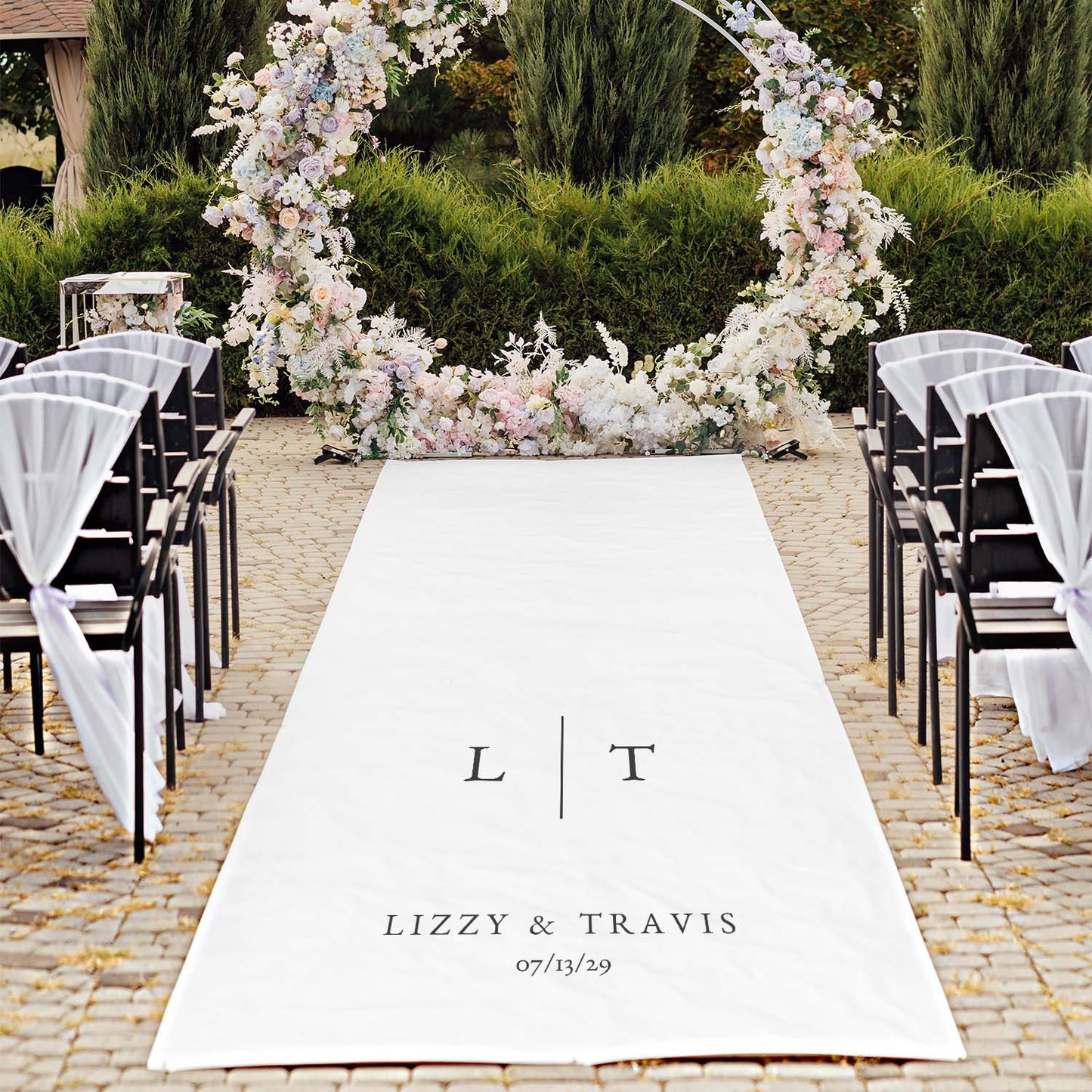 Personalised Simple Monogram Aisle Runner, 3 Sizes Available