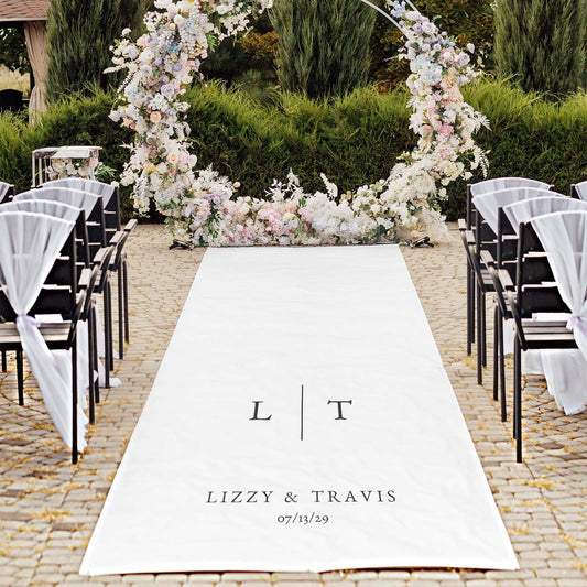 Personalised Simple Monogram Aisle Runner, 3 Sizes Available
