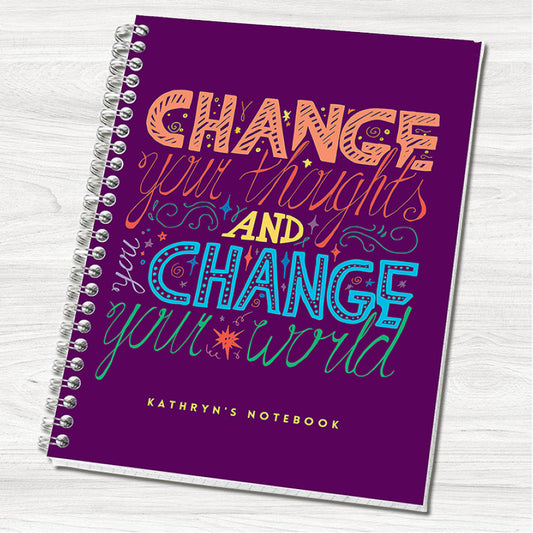 Change Your Thoughts A5 or A4 Personalised Wirebound Notebook