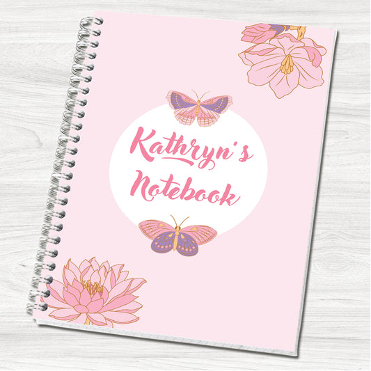 Butterflies A5 or A4 Personalised Wire Bound Notebook