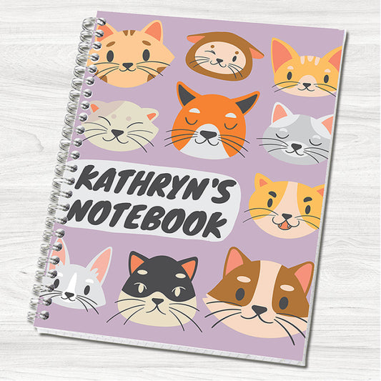 Cats Faces A5 or A4 Personalised Notebook